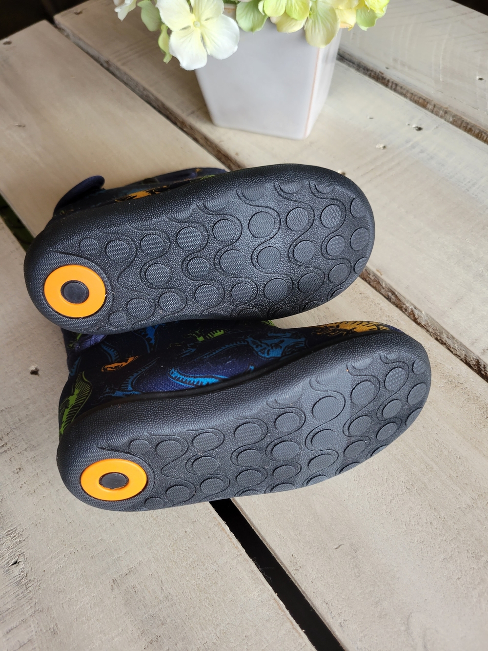 Bogs II Navy Kids Rain Boots with Bright Dinosaur Print Size 7 Infants - Picture 4 of 6